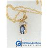 Image 2 : *Sapphire Coloured and Diamond on Gold Necklace