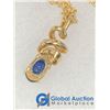 Image 8 : *Sapphire Coloured and Diamond on Gold Necklace