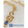 Image 9 : *Sapphire Coloured and Diamond on Gold Necklace