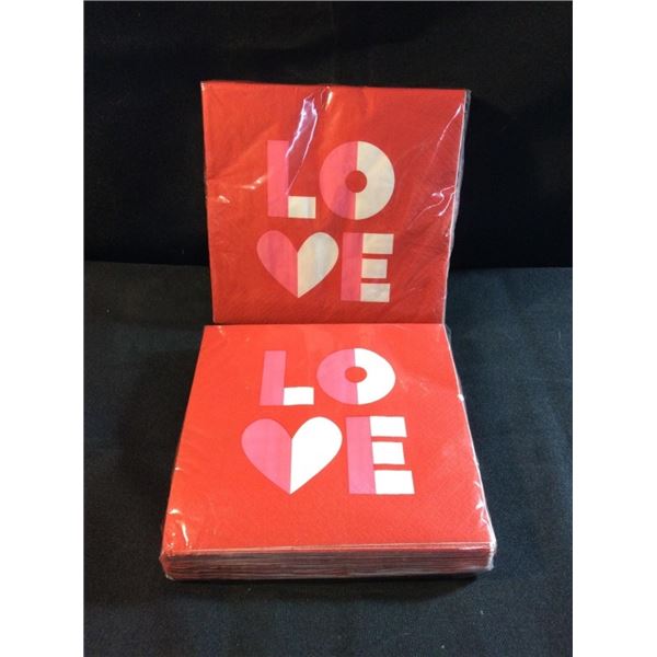 2  packs of 30 count two ply love napkins