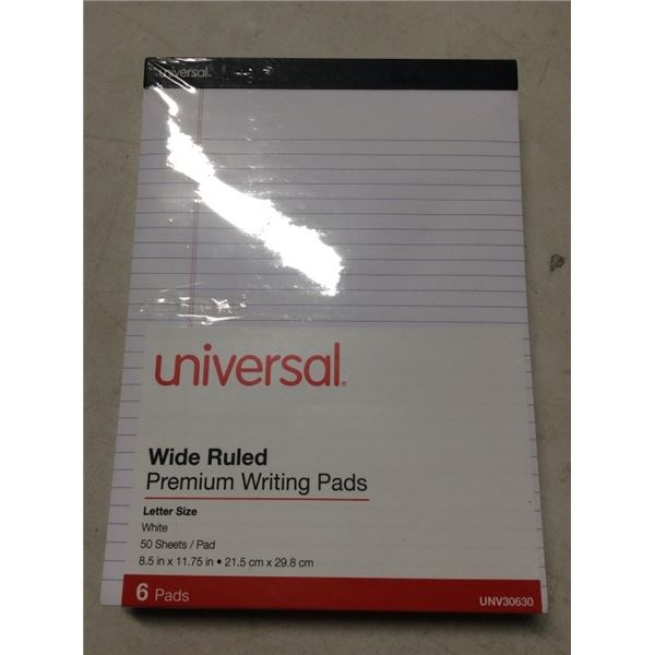 Universal wide ruled premium writing pads letter size 6 pads