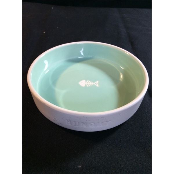 Boots and Barkley stoneware dish washer safe microwavable safe hungry cat bowl