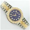 Image 3 : Rolex Mens 2 Tone Blue VS 4 ctw Beadset Diamond Datejust Wristwatch