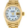 Image 1 : Rolex Ladies 18K Yellow Gold Mother Of Pearl Sapphire Datejust President Wristwa