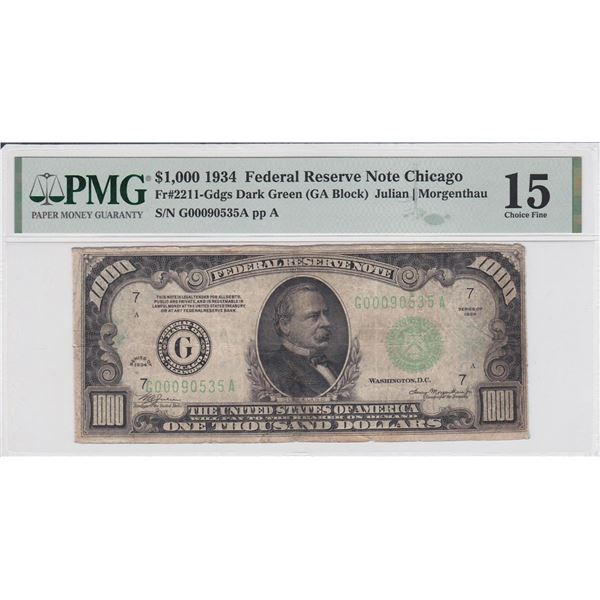 1934 $1000 Federal Reserve Note Chicago