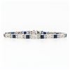 Image 1 : Antique Art Deco 18k Gold 1.10 ctw European Diamond & Syn. Sapphire Line Bracele