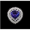 Image 2 : GIA Cert 11.22 ctw Tanzanite and Diamond Ring - 14KT White Gold
