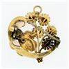 Image 4 : Antique Art Nouveau 14K Gold Diamond Flower Enamel Scroll Repousse Brooch Pin