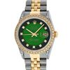 Image 2 : Rolex Mens 2 Tone Green Vignette Diamond Lugs Datejust Wristwatch
