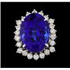Image 2 : GIA Cert 22.45 ctw Tanzanite and Diamond Ring - 14KT White Gold