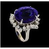 Image 4 : GIA Cert 22.45 ctw Tanzanite and Diamond Ring - 14KT White Gold