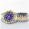 Image 5 : Rolex Mens 2 Tone Blue Vignette String Pyramid Diamond Datejust Wristwatch