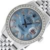 Image 3 : Rolex Mens Stainless Steel Blue MOP Baguette Diamond 36MM Datejust Wristwatch