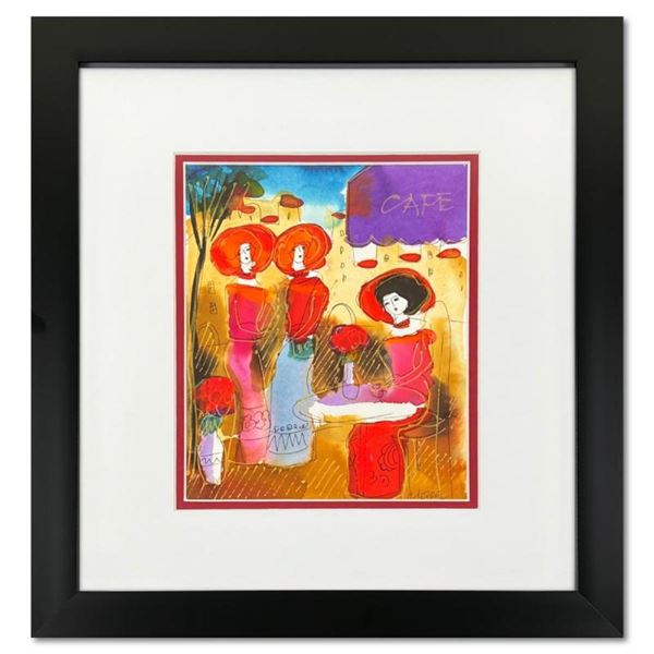 Moshe Leider, Framed Original Mixed Media Watercolor Painting, Hand Signed with