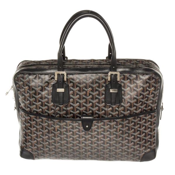 Goyard Black Goyardine Canvas Leather Ambassade MM Briefcase