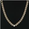 Image 5 : 14K Gold 2.21 ctw Brilliant Diamond Twisted Cable Circle Link 15" Choker Necklac