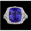 Image 2 : GIA Cert 8.38 ctw Tanzanite and Diamond Ring - 14KT White Gold