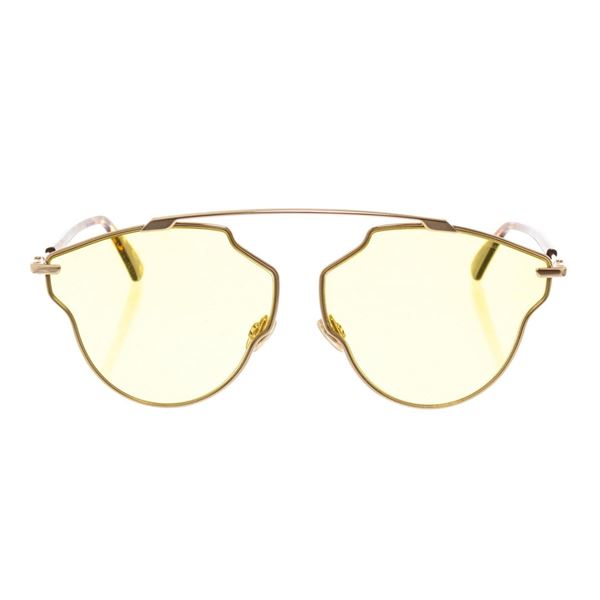 Christian Dior Yellow So Real Pop Aviator Tortoise Acetate and Metal Sunglasses