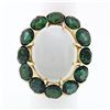 Image 1 : Vintage 14k Gold Large Oval Moonstone Solitaire Round Green Tourmaline Halo Ring