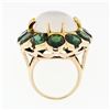 Image 8 : Vintage 14k Gold Large Oval Moonstone Solitaire Round Green Tourmaline Halo Ring