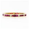Image 6 : Vintage 18k Yellow Gold Channel French Ruby & Diamond Engraved Stack Band Ring