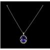 Image 2 : 16.40 ctw Tanzanite, Sapphire, and Diamond Pendant With Chain - 14KT White Gold