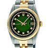 Image 1 : Rolex Mens 2 Tone Green Vignette VS Diamond 36MM Datejust Oyster Perpetual Wrist
