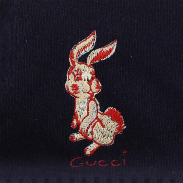 Gucci Kid's Throw Blanket Printed Wool with Applique Blue
