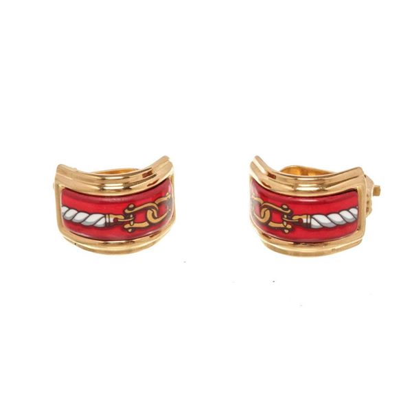 Hermes Multicolor Enamel Clip on Earring