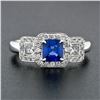 Image 3 : 18K White Gold 1.70 ctw AGL Emerald Step Cut Royal Blue Sapphire & Diamond Ring