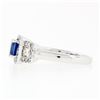 Image 7 : 18K White Gold 1.70 ctw AGL Emerald Step Cut Royal Blue Sapphire & Diamond Ring