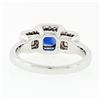 Image 8 : 18K White Gold 1.70 ctw AGL Emerald Step Cut Royal Blue Sapphire & Diamond Ring