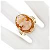 Image 3 : Vintage ESEMCO Grooved 14k Yellow Gold Frame Shank Large Carved Shell Cameo Ring