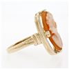 Image 5 : Vintage ESEMCO Grooved 14k Yellow Gold Frame Shank Large Carved Shell Cameo Ring