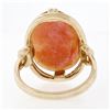 Image 7 : Vintage ESEMCO Grooved 14k Yellow Gold Frame Shank Large Carved Shell Cameo Ring