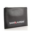 Image 1 : Saint Laurent Black Printed Leather Logo Zip Medium Clutch