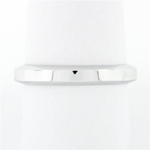 New 18k White Gold 3.45mm Plain Polished Flat Squared Wedding Band Stack Ring