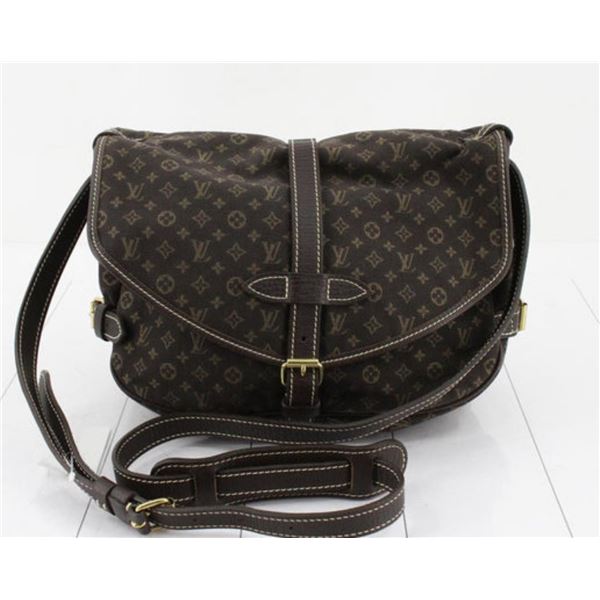 Louis Vuitton Brown Monogram Mini Lin Canvas Saumur 30 cm Crossbody Bag