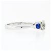 Image 6 : NEW 14k White Gold 1.47 ctw GIA Round Diamond & Sapphire 3 Stone Engagement Ring