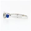 Image 7 : NEW 14k White Gold 1.47 ctw GIA Round Diamond & Sapphire 3 Stone Engagement Ring