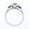 Image 9 : NEW 14k White Gold 1.47 ctw GIA Round Diamond & Sapphire 3 Stone Engagement Ring