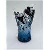 Image 1 : Santana Art Glass sculpted Floral Vase in shades of blue
