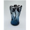 Image 2 : Santana Art Glass sculpted Floral Vase in shades of blue