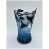 Image 3 : Santana Art Glass sculpted Floral Vase in shades of blue