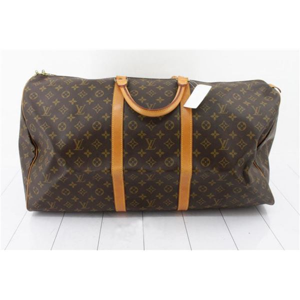 Louis Vuitton Brown Monogram Canvas Leather KeepallDuffle Bag Luggage