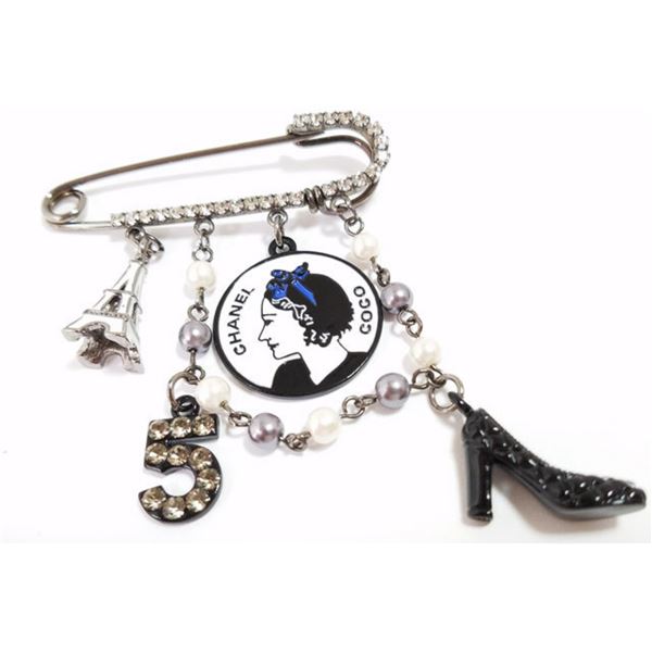 Chanel Dark Silver-tone Mademoiselle Safety Pin
