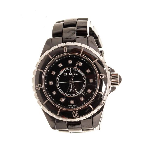 Chanel Black J12 Diamo Watch