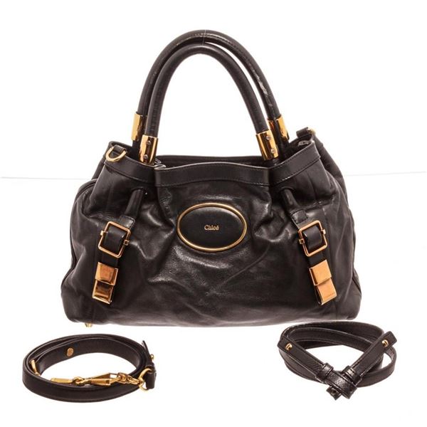 Chloe Black Leather Victoria Shoulder Bag