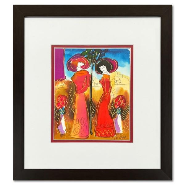 Moshe Leider, Framed Original Mixed Media Watercolor Painting, Hand Signed with