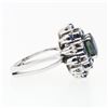 Image 5 : Vintage 18k White Gold 3.15 ctw Oval Sapphire Round Diamond Tiered Cluster Ring